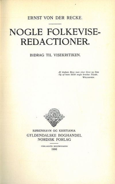 Nogle folkevise-redactioner. Bidrag til…