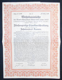 Wohnbauanleihe der Bundeshauptstadt Wien vom Jahre 1922 im Gesamtnenbetrage von dreitausend Millionen Kronen, rückzahlbar innerhalb sechzig Jahren: Fünfprozentige Schuldverschreibung lautend auf den Überbringer über Zehntausend Kronen