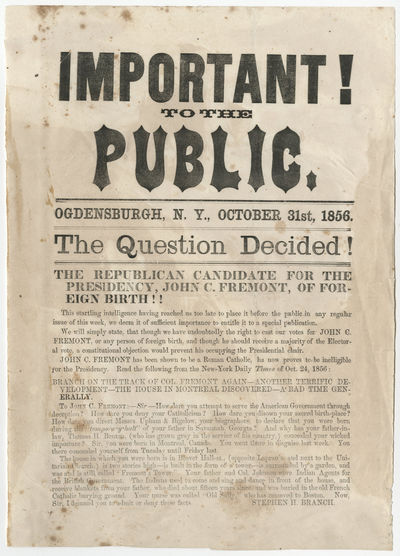 Claims that First Republican Presidential Candidate is Foreign Born & Ineligible