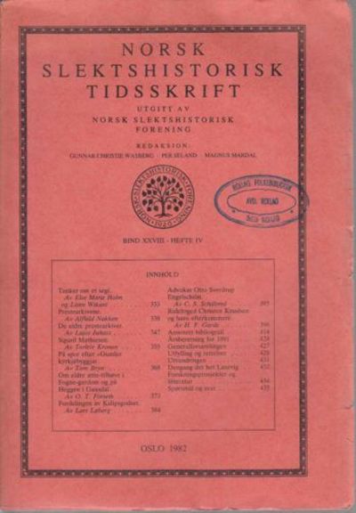 NORSK SLEKTSHISTORISK TIDSSKRIFT.