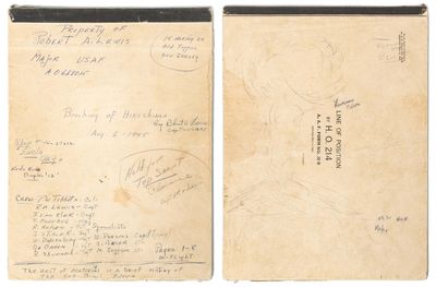 In-flight autograph record of the bombing of Hiroshima, written by the co-pilot of the 'Enola Gay'