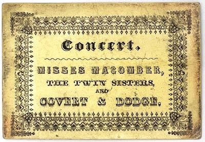 Engraved Concert Ticket -- "Misses...