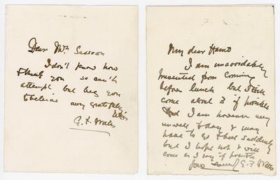[ALSs] Two Brief Letters from G.F. Watts to Rich Patrons of the Thornycroft & Sassoon Families