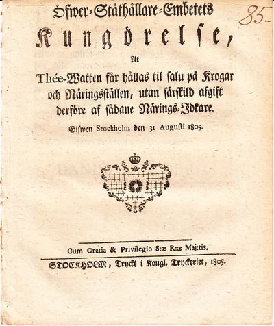Öfwer-Ståthållare-Embetets Kungörelse, At…