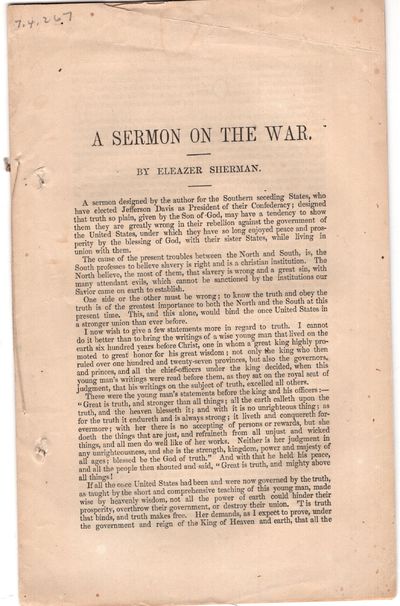 Unknown , 1861. First Edition. Pamphlet. Very good/q. 15p., caption title, last page blank. Three in...