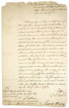 Manuscript document, one page, signed by Thomas Orby Hunter, James Harris (tear affecting letter) and G. Hay, as Commissioners