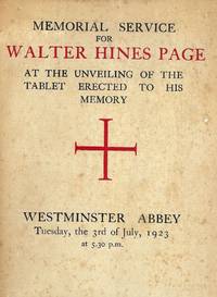 MEMORIAL SERVICE FOR WALTER HINES PAGE by PAGE, Walter Hines - 1923