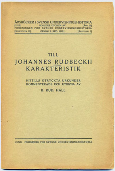 Till Johannes Rudbeckii karakteristik. Hittills…