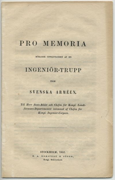 Pro memoria rörande uppsättandet af en…