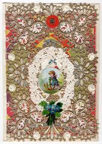 Elaborate and Bright 12mo Valentine with Lace Paper, Embossed Victorian Scrap