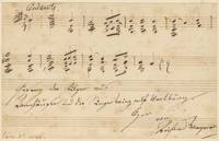 Autograph musical quotation signed from the "Pilgrims' Chorus" from Act III, scene I of the composer's opera, Tannhäuser, 1846