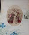 Japanese Lacquer Photo Album with Watercolor Vignettes on Borders, with Original Box
