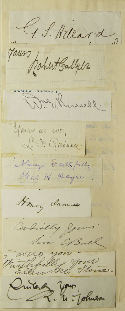 9 signatures attached to a card