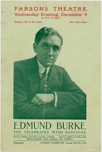 Printed Souvenir Program for Performance by Edmund Burke, "the celebrated Irish baritone