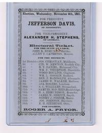 Original Nov. 6, 1861 CSA presidential ballot for Jefferson Davis, of Mississippi &amp; Alexander H Stephens, of Georgia by unk - Nov 6, 1861