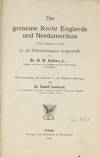 View Image 2 of 7 for Das Gemeine Recht Englands und Nordamerikas (The Common Law) Inventory #81166