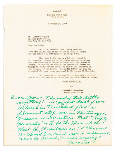 ARCHIVE Discussing Proposal for French Production of His Musical SIMPLY HEAVENLY