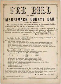 Fee Bill of the Merrimack County Bar, 13-1/2" x 10-1/2" broadside
