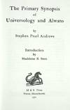 The Primary Synopsis of Universology and Alwato