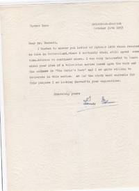 Typed letter signed, to Whit Burnett, Erlenbach-Zurich, Oct. 24, 1953. One page