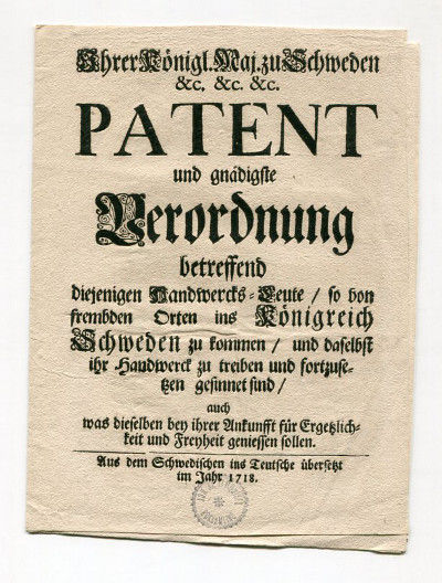 Ihrer Königl. Maj. zu Schweden &c. &c. &c. Patent…