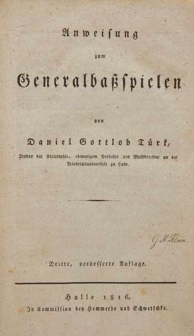 Anweisung zum Generalbassspielen ... Dritte, verbesserte Auflage
