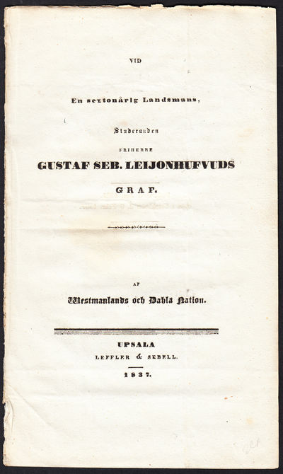 Vid en sextonårig landsmans, studeranden friherre…
