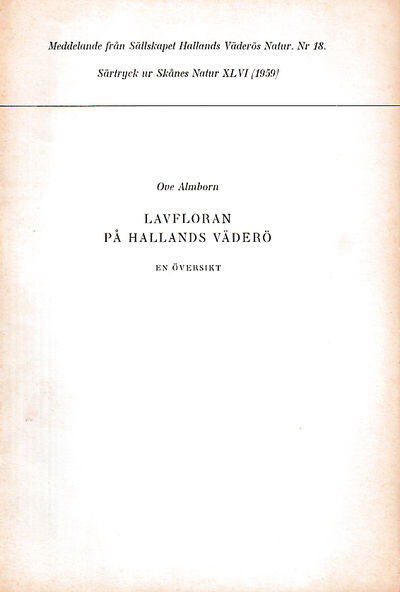Lavfloran på Hallands Väderö - en översikt [=…