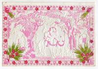 Bright Pink Oblong 8vo Valentine with Pictorial Lace Paper, Victorian Scrap