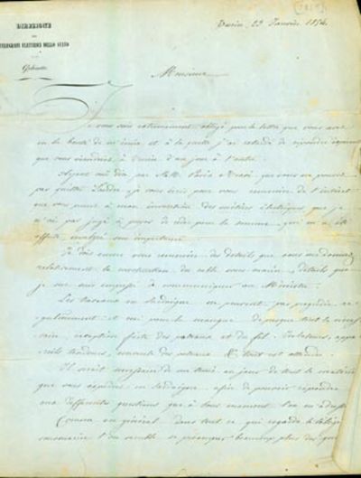 Autograph letter signed to John Brett