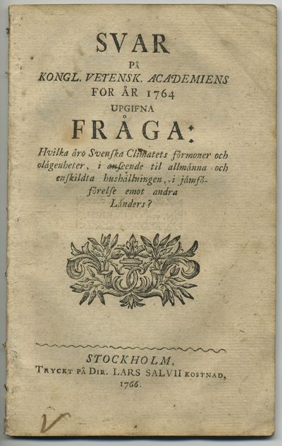 Svar på kongl. Vetensk. academiens för år 1764…