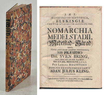 Disquisitio historica, Blekingiæ partem specialem…