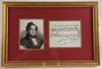 Autograph musical quotation signed. The opening 4 measures in piano score of the March du Sacre (The Coronation Scene) from Act IV of the composer's opera, Le Prophète