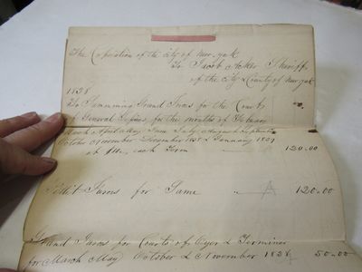 Expense Account NY Sheriff 1838-Elections-Trials-Newspaper Ads-Refreshments for Jurors