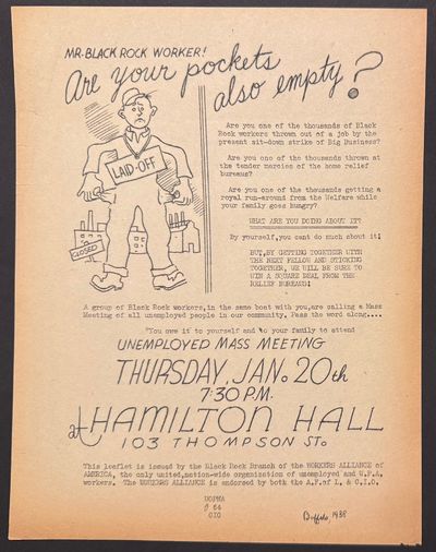 Mr. Black Rock Worker! Are your pockets also empty? [handbill]