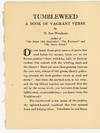 Tumbleweed; A Book of Vagrant Verses