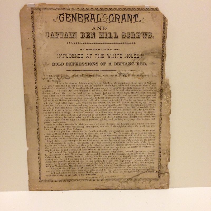 GENERAL GRANT / AND / CAPTAIN BEN HILL SCREWS. / [