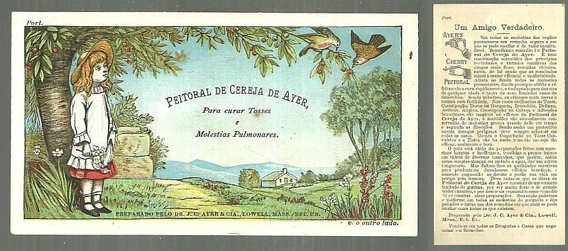 Advertisement - Victorian Trade Card for Ayer's Cherry Pectoral with Young Girl