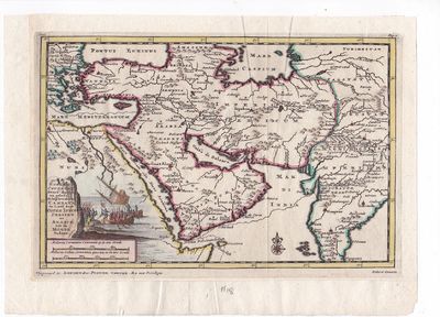 A beautiful copper engraved, hand-colored map of the Arabian Peninsula, Persia, Iran, Turkey, and In...