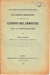 cover of Sur quelques modifications à la réproductions des Cloisons des Ammonites par la Photographie