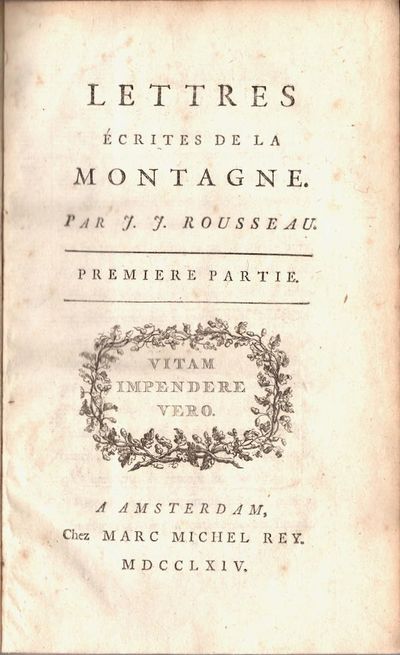 Lettres écrites de la Montagne 1-2. In one volume. 1st ed. (photo 2)