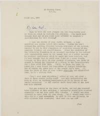 image of Remarkable letter to Lord Waverley (Lionel, 1898-1984, Professor of Economics at the LSE 1929-1961, Life Peer)