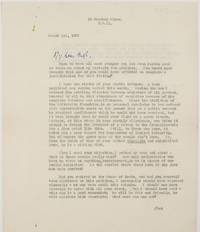 Remarkable letter to Lord Waverley (Lionel, 1898-1984, Professor of Economics at the LSE...