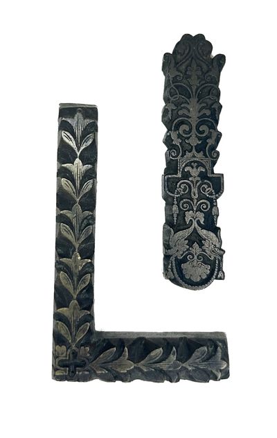Brass printing block from Leighton - Two ornamental Blocks