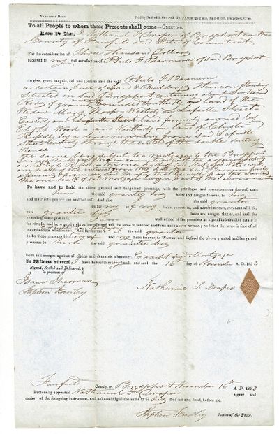 Deed of Sale of Land: Nathaniel F. Draper to Philo T. Barnum