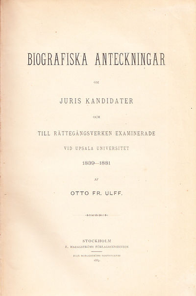 Biografiska anteckningar om juris kandidater och…