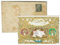 Gold Enhanced Floral Garland & Gazebo, Winged Angels, Sail Boat with Winged Cherubs and Scrap Swans