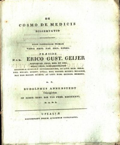 De Cosmo de Medicis dissertatio. Cujus particulam…