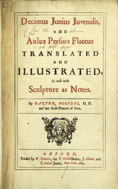 Oxford: printed by W. Downing, for F. Oxland Senior, J. Adams, and F. Oxland Junior, 1673. Folio, pp...