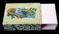 Decorative Beadwork on Victorian Playing Card Holder - Flute, Lyre, Music Book